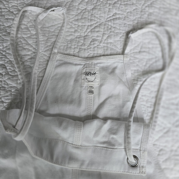 Aerie White Denim Romper Shortalls - Picture 2 of 5